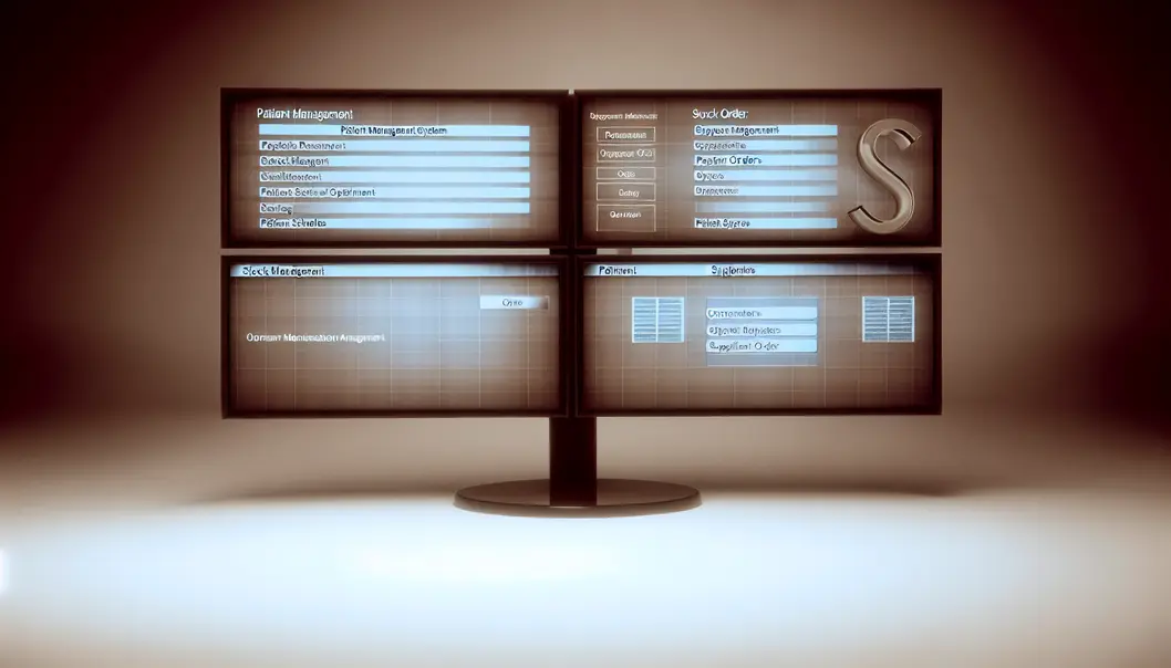 Modern optician’s office managing digital patient records.